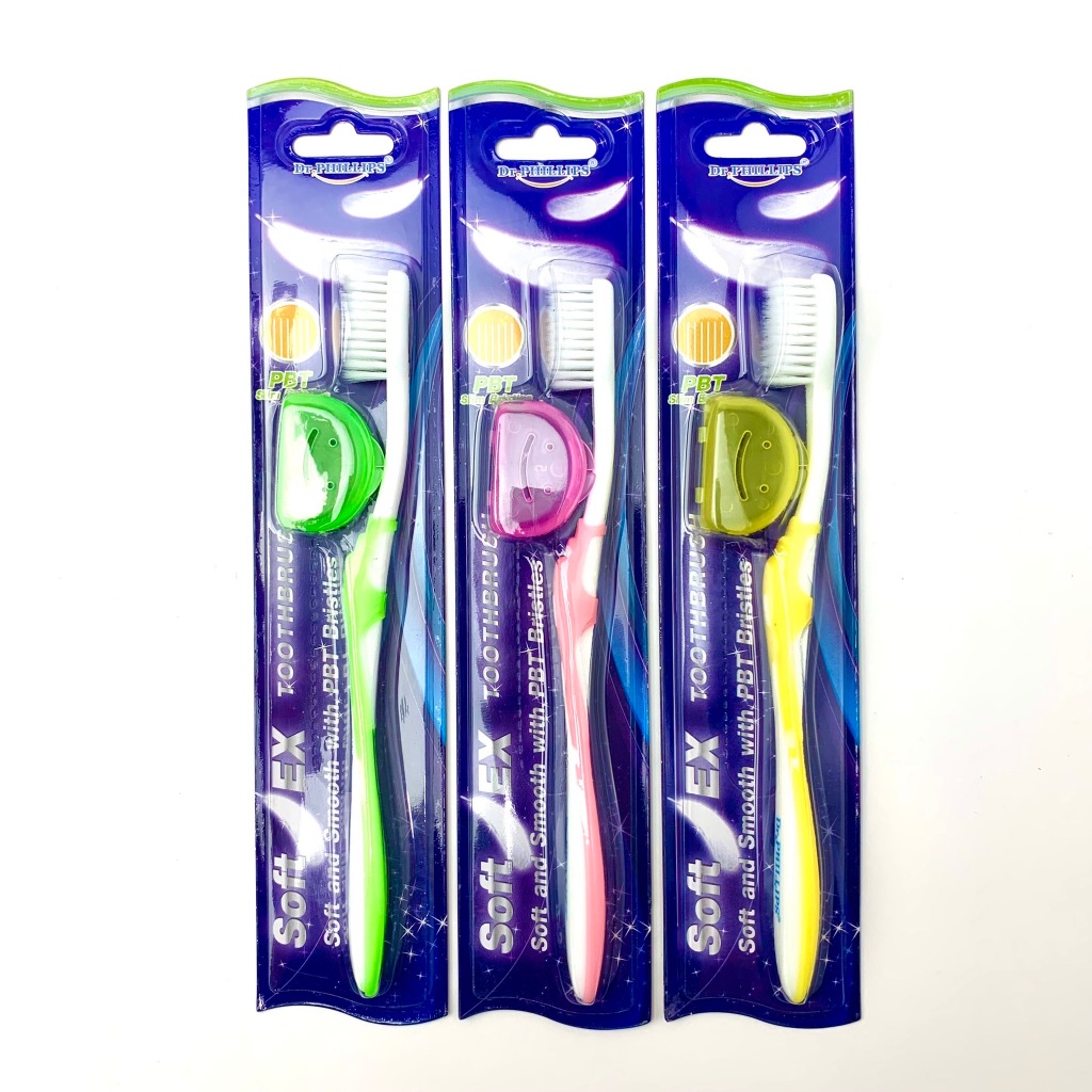 แปรงสีฟัน Dr.Phillips รุ่น Soft Ex (คละสี) แถมกล่องครอบแปรง แปรงขนนุ่มมาก