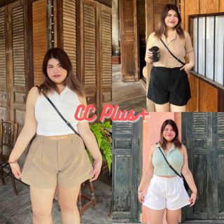 CiCi Plus+ (2701)กางเกงขาสั้น ทรงเบสิค detail อัดจีบด้านหน้า…