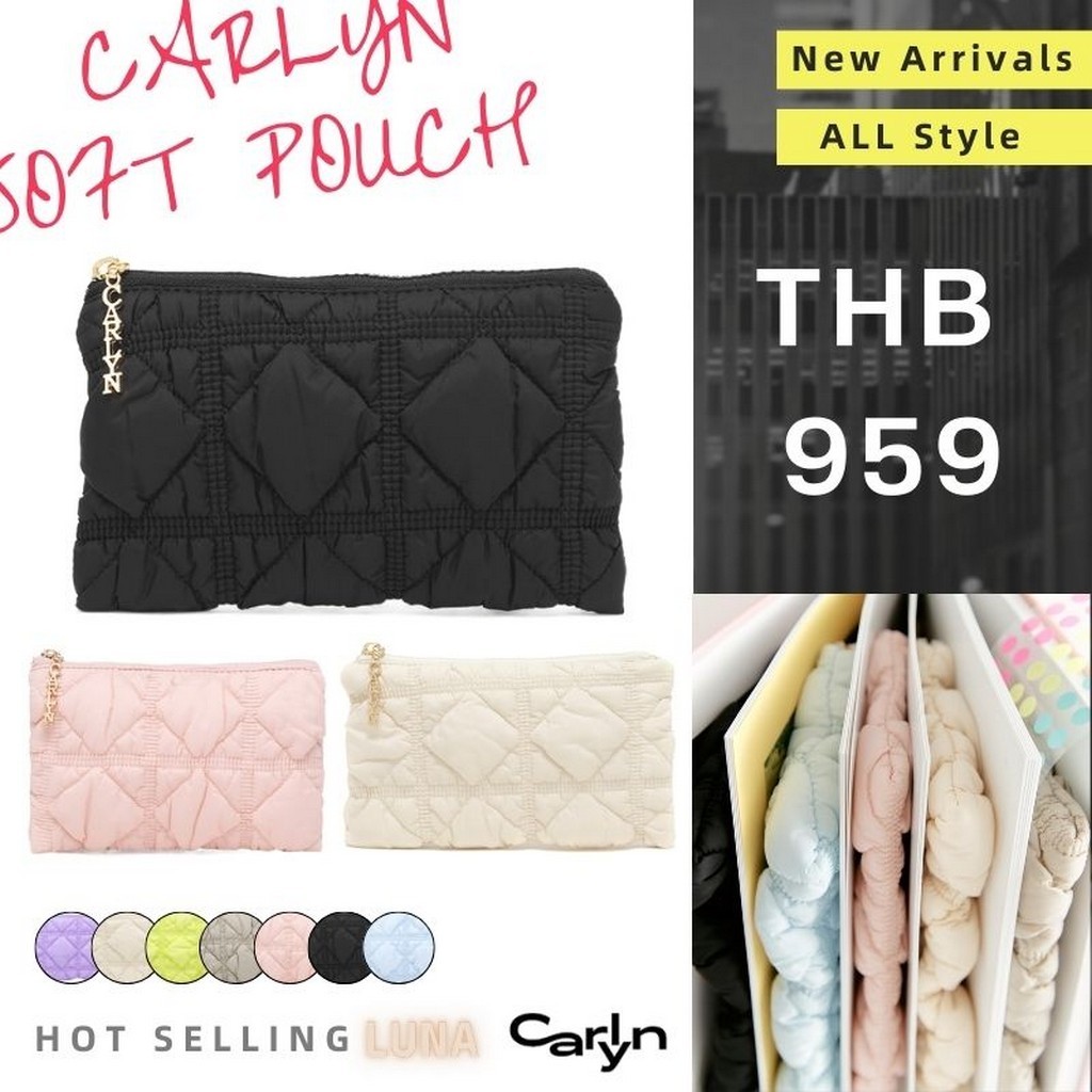 แท้ / พร้อมส่ง Carlyn Soft Pouch wallet clutch bag สไตล์เกาหลี กระเป๋านิ่ม กระเป๋าเงิน กระเป๋าคลัช