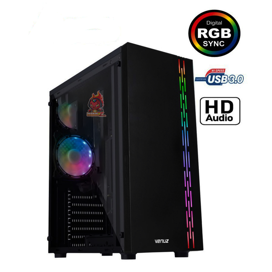 มีโค้ดลด20%+ Venuz ATX RGB VC 1918A Gaming LED lighting Computer Case เคส เปล่า