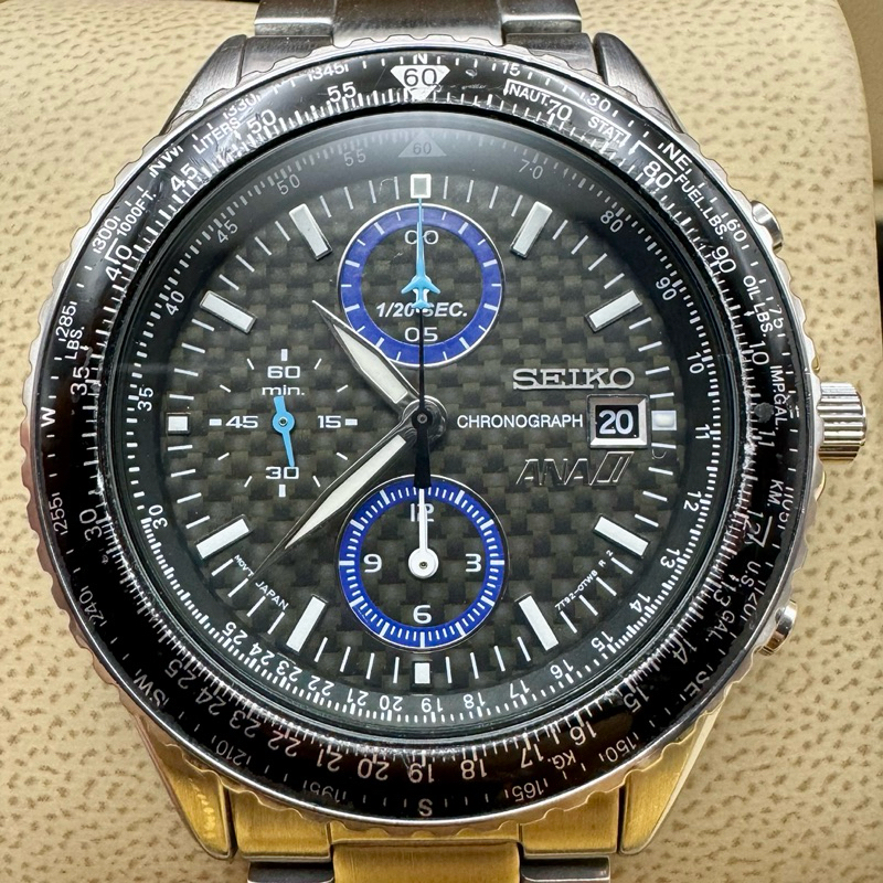 Seiko ANA Flightmaster Pilot 7T92-0CF0 Carbon Dial