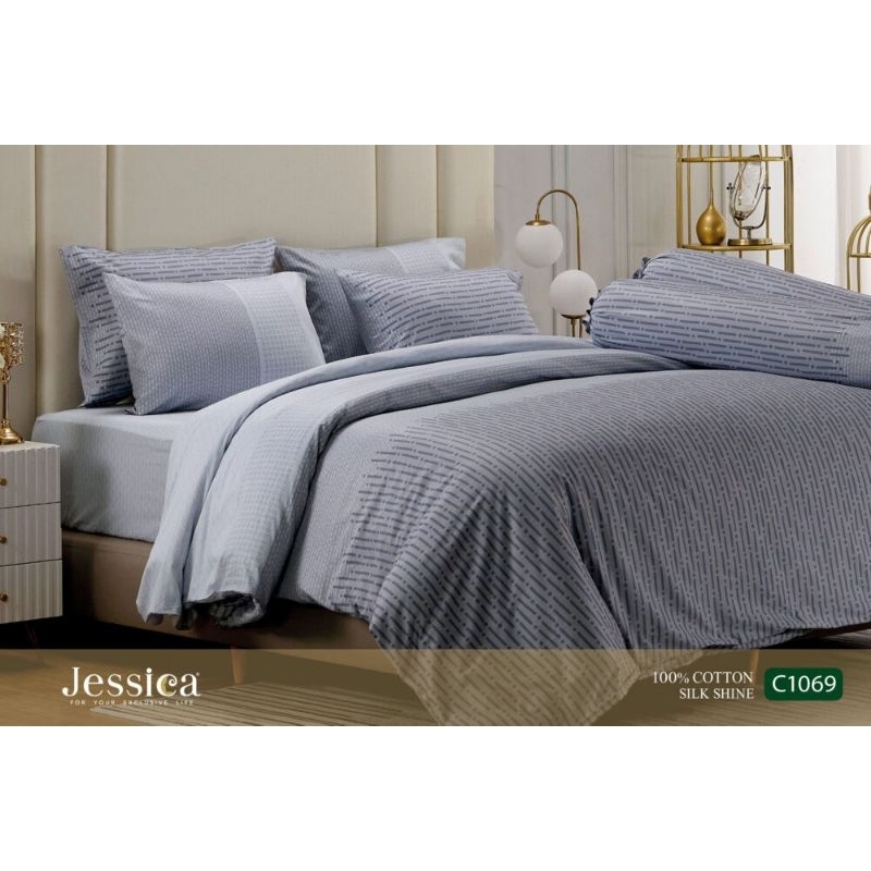 เซทรวมนวม เจสสิก้า ซิลค์ชายน์(Jessica) Cotton 100% Silk Shine พิมพ์ลาย ไหม 360 เส้น