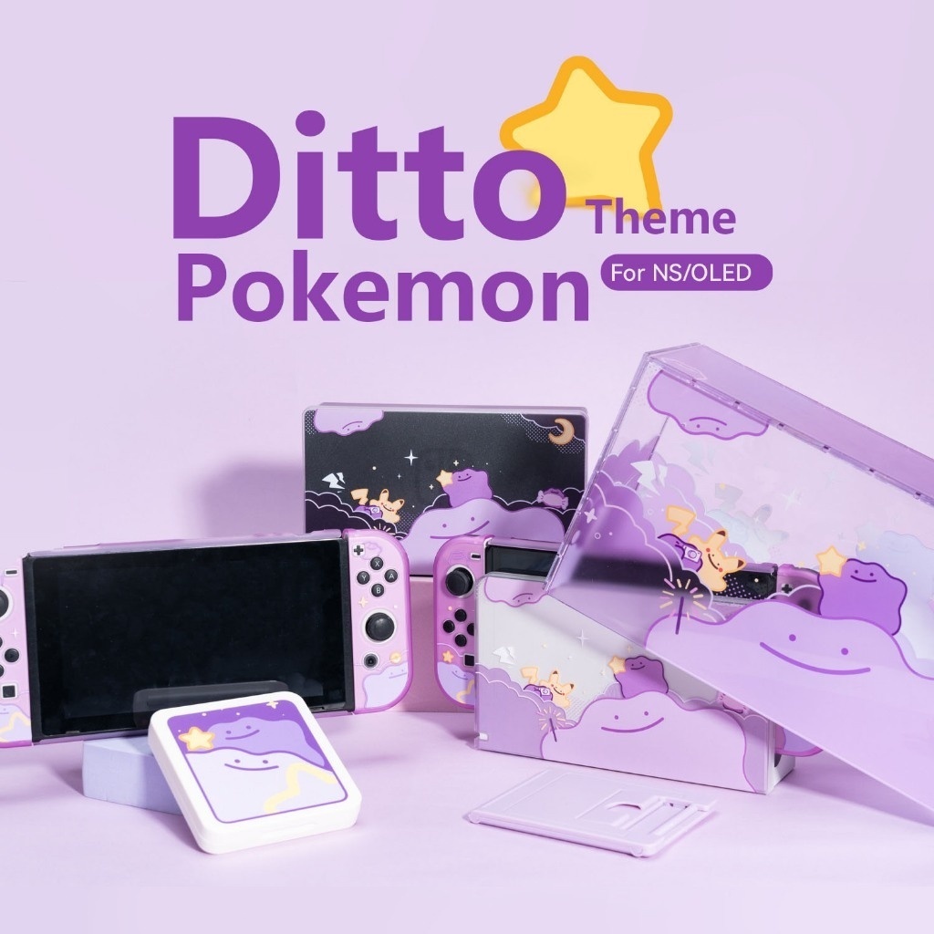 Geekshare กล่องเคสแข็ง ลาย Pokemon Ditto JOY-CON ป้องกันฝุ่น สําหรับ Nintendo Switch OLED