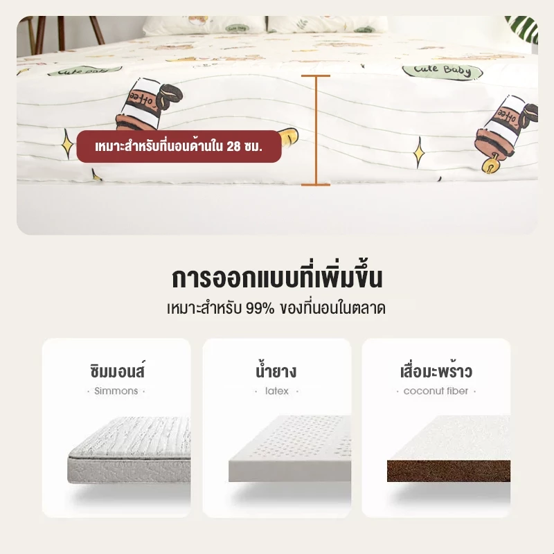 ชุดเครื่องนอนผ้าฝ้ายลายแมว พร้อมปลอกหมอนและผ้าคลุมเตียง thumbnail 5