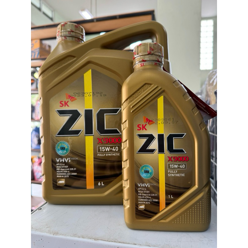 น้ำมันเครื่อง ZIC X9000 15W-40 6+1ลิตร (ดีเซล) สังเคราะห์100%