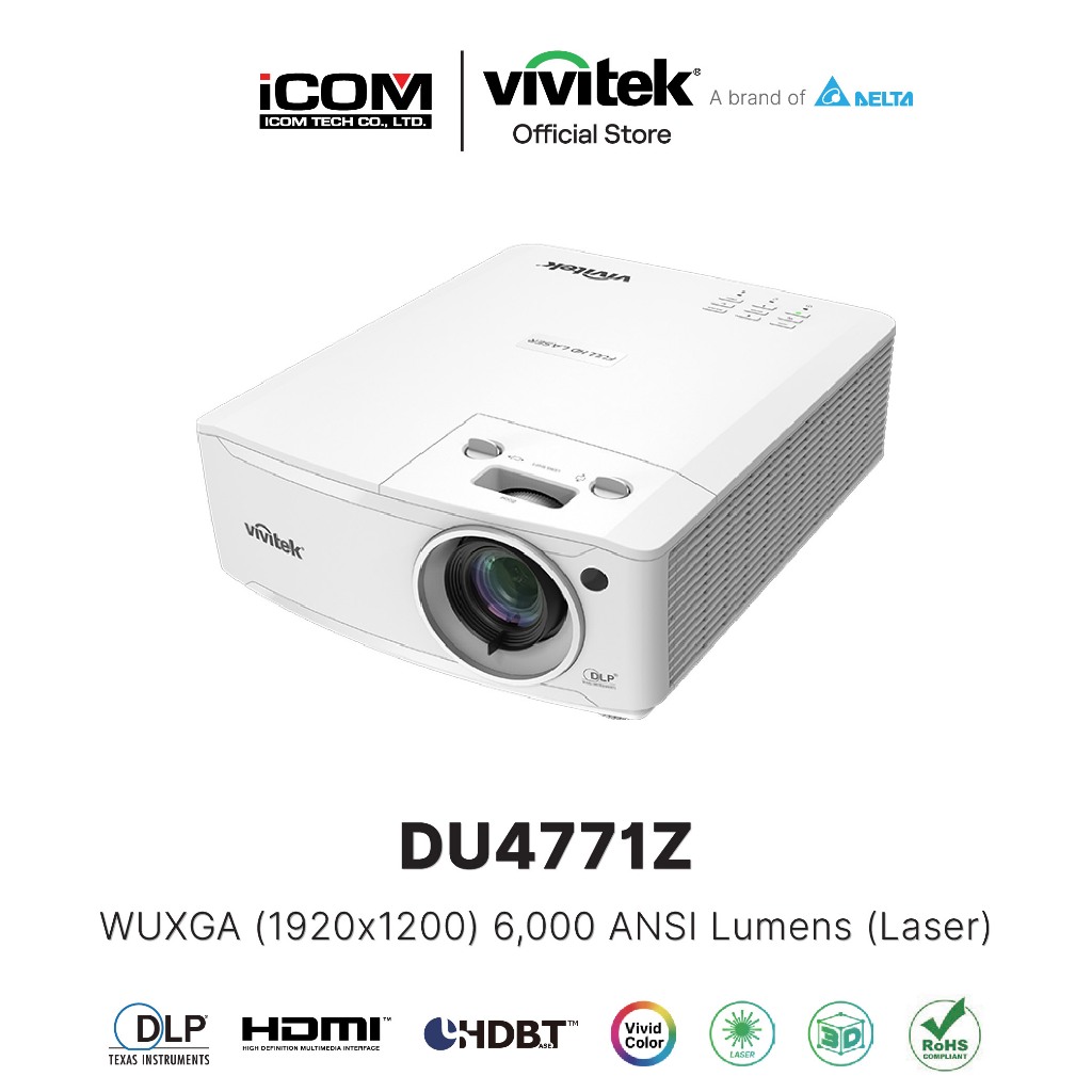 Vivitek DU4771Z WUXGA (1920×1200) PROJECTOR 6000 Lumens (Laser) (โปรเจคเตอร์) พร้อมส่ง