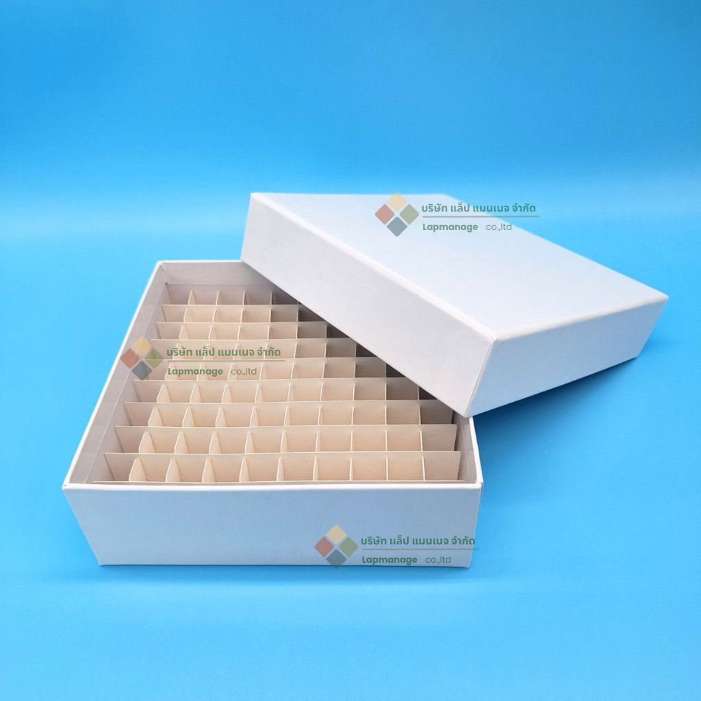 Freezer Paper Box 100well กล่องกระดาษสำหรับใส่หลอดเก็บตัวอย่าง 100 ช่อง