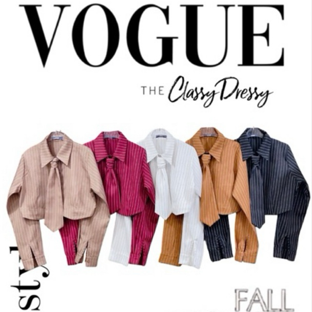 เสื้อครอป+เนกไทน์ น่ารัก ผู้หญิง Clothing Women Lady