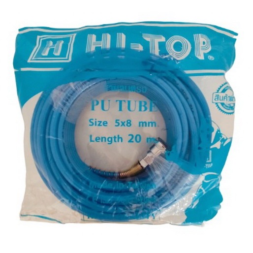 HI-TOP สายลมตรง 20 เมตร ขนาด 5x8 mm. แถมฟรีคอปเปอร์ 2 ด้าน สายลม PU ของแท้