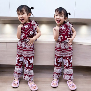 ชุดสายเดี่ยวเด็กเบี่ยงผูกโบว์ผ้าลื่นระบายอากาศได้ดีเหมาะกับล…