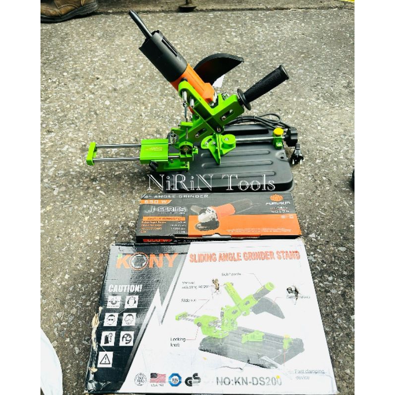 KONY แท่นจับเจียรสไลด์ พร้อมเครื่องเจียร PUMPKIN 4นิ้ว กำลัง 650W แท่นตัดสไลด์ 45 องศา แท่นจับลูกหมู