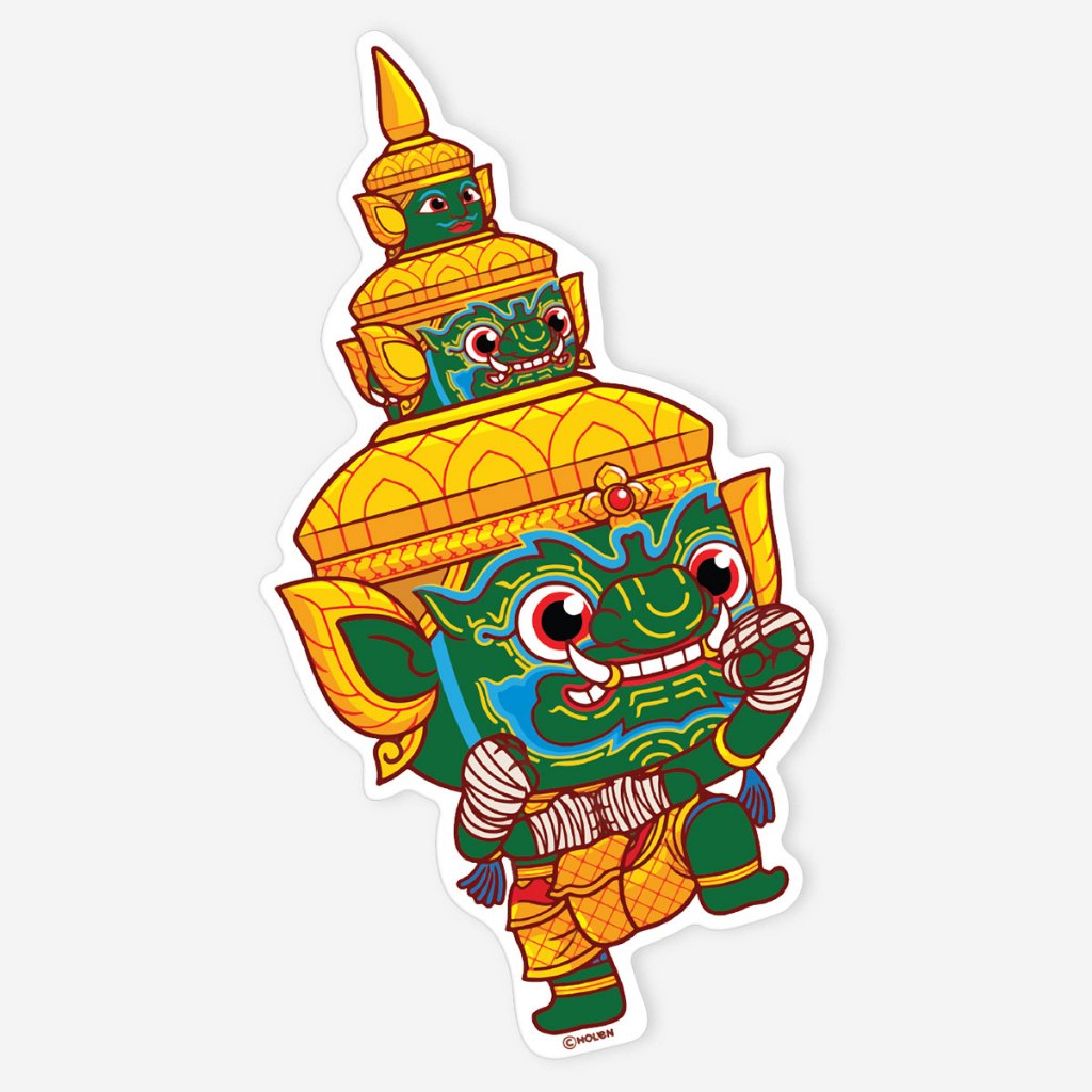 Waterproof Ramakien Sticker - Thotsakan Thai Ancient Boxing - สติ๊กเกอร์รามเกียรติ์กันน้ำ ทศกัณฐ์ มวยคาดเชือก