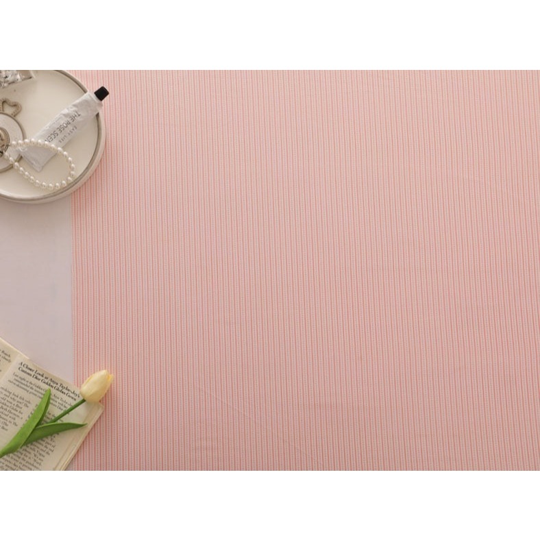 ผ้าาคอตตอน 100% คอตตอนทอทวิล ผ้าหน้ากว้าง 1.6 เมตร ลายริ้วจุดชมพู เหลือง เขียว