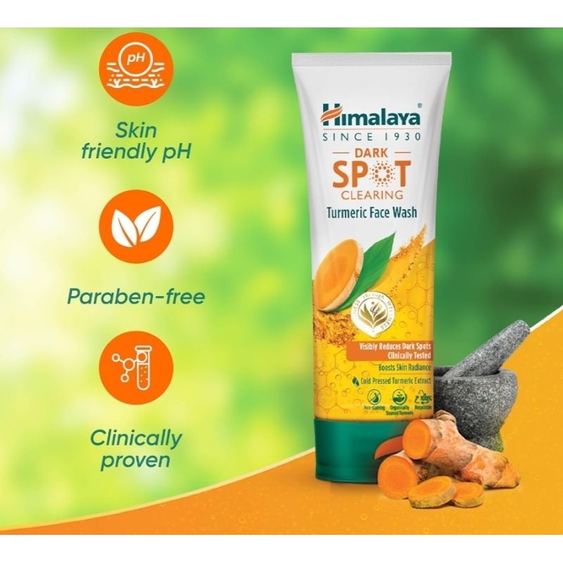 Himalaya Dark Spot Clearing Turmeric Face Wash | Reduce dark spots in7days Organicallysourced&Coldpressed turmeric 100ml
