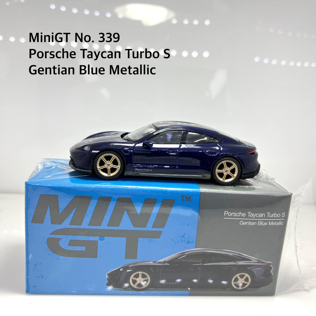 MiniGT 📌No. 339-L 📌 Porsche Taycan Turbo S Gentian Blue Metallic