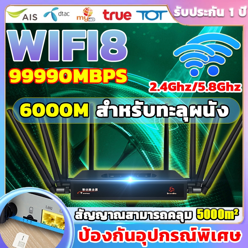 【เน็ตเร็วสุดๆ】เราเตอร์ WIFI เราเตอร์ใส่ซิม กล่องวายฟาย 8เสาอากาศ 2.4GHz&5GHz เหมาะสำหรับสายเคเบิลอื่นๆ router