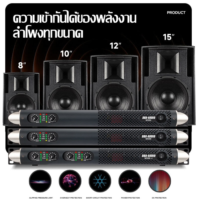 DBX-AUDIO M350 / M500 / M500-4 เครื่องขยายเสียงดิจิตอลกําลังสูง เครื่องขยายเสียงเพื่อประสิทธิภาพระดับมืออาชีพ