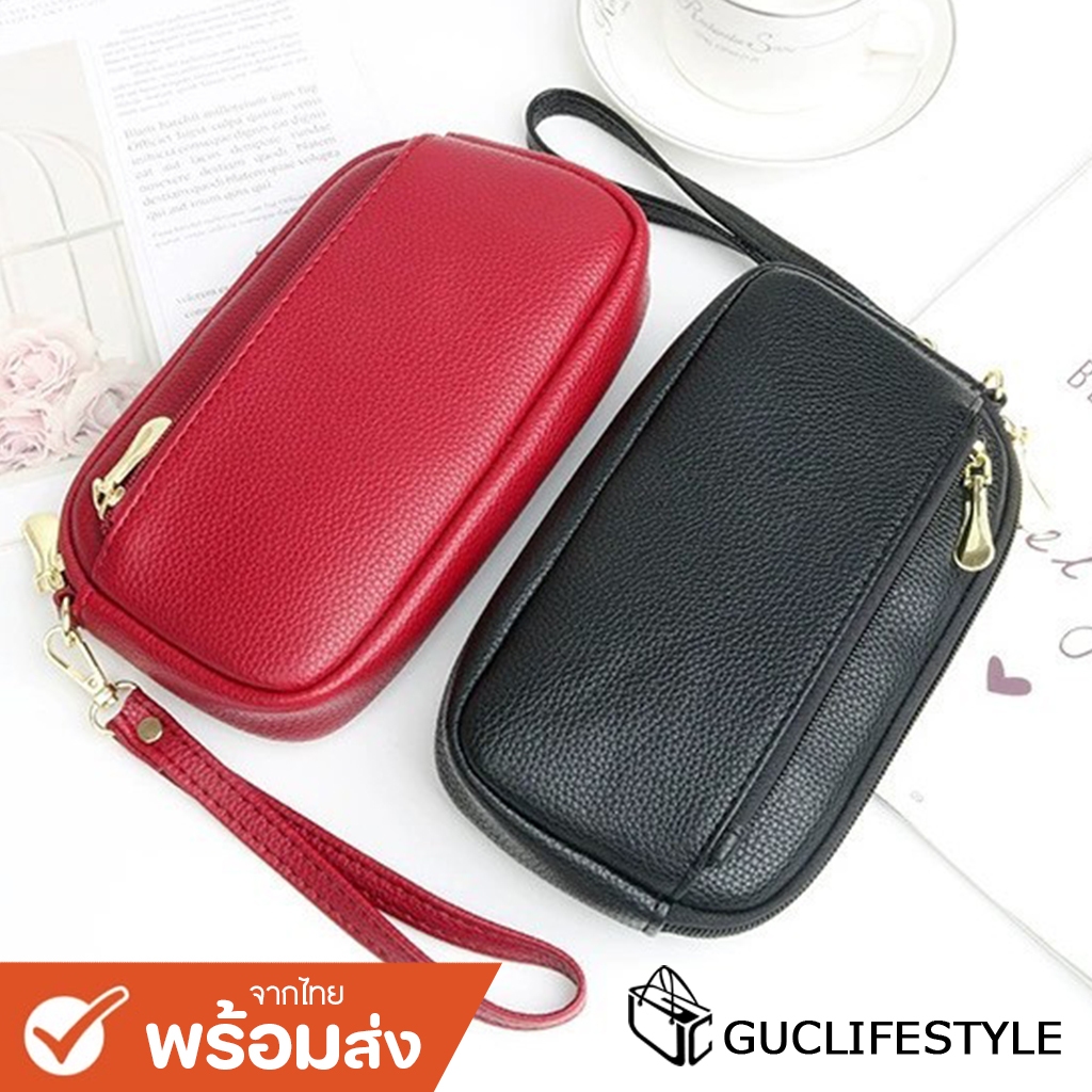 GUCSELECTED(B2164) กระเป๋าสตางค์ใบยาว มีสายคล้องเแขน หนังPU