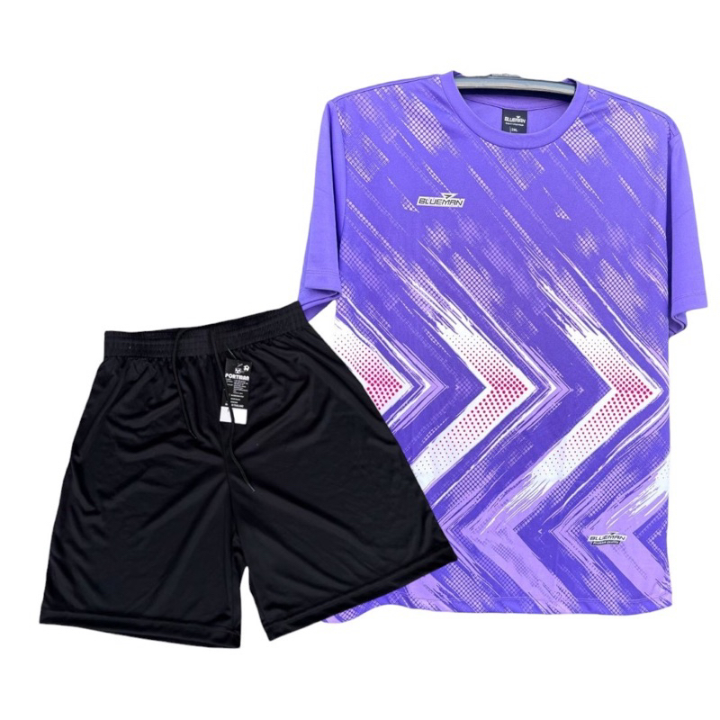 ชุดกีฬาBM009 เสื้อกีฬา+กางเกงดำธรรมดา