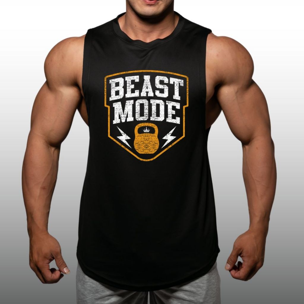 BEAST MODE เสื้อแขนกุดเว้าแขนกว้าง Drop Arm Sleeveless Muscle Shirt