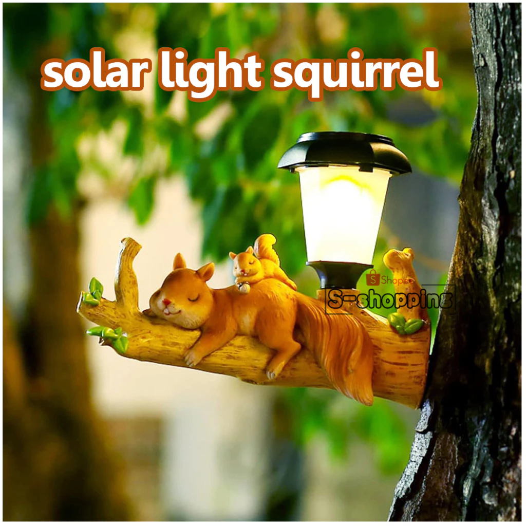 MJ482-กระรอก Warm white โคมไฟ พลังงานแสงอาทิตย์โซล่าเซลล์ 1 LED สำหรับตกแต่ง
