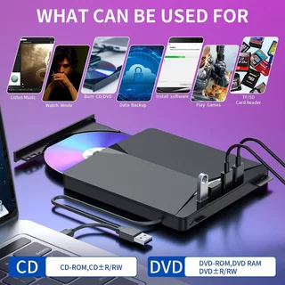 7 in 1 DVD Writer External ดีวีดี พกพา ส่งข้อมูลเต็มสปีดด้วย USB3.0+TYPE-C CD/DVD/VCD ภายนอก External DVD-RW