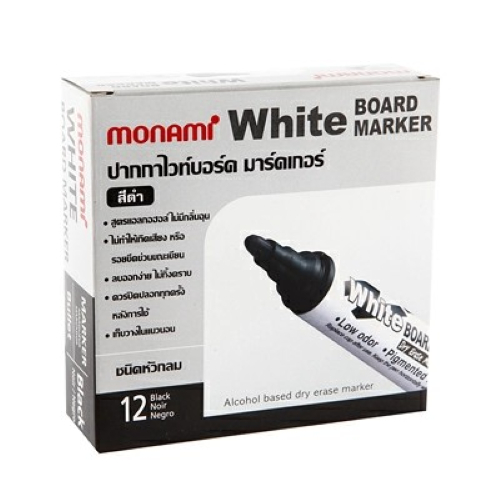 ปากกาไวท์บอร์ด โมนามิ BM500S18981A หมึกสีดำ (แพ็ค 12 ด้าม)