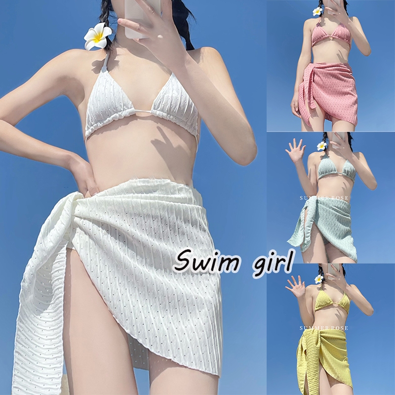 swim girlบิกินี่ 3 ชิ้น ชุดว่ายน้ํา สาวอวบ โชว์หลัง เนื้อผ้าใส่สบายเป็นพิเศษ#0170