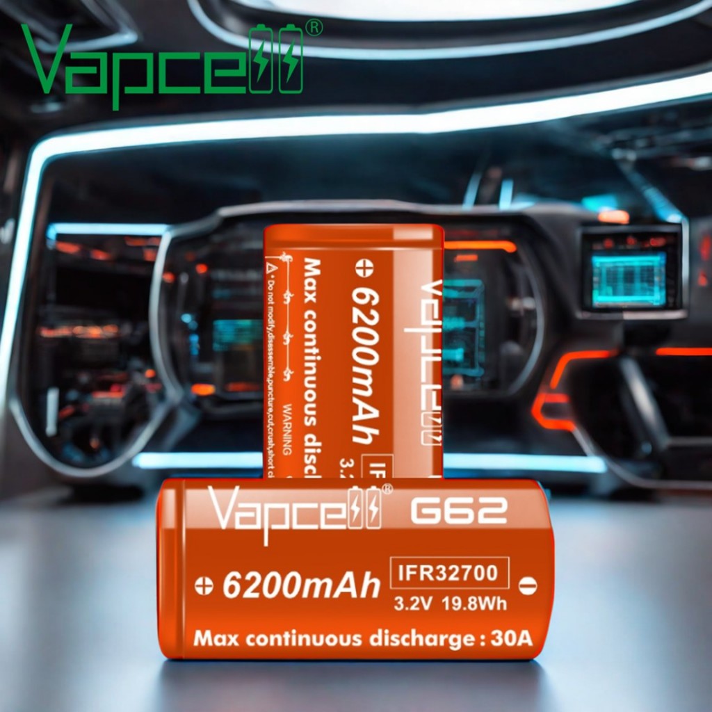 [พร้อมส่ง] ถ่านชาร์จ 32700 Vapcell 3.2V G62 IFR32700 6200mah จ่ายกระแส 30A สีส้ม