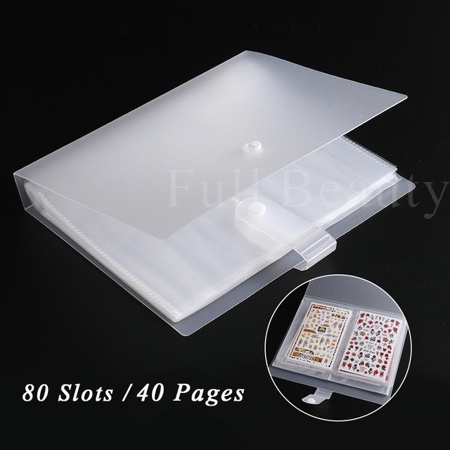 สมุดอัลบั้มสติกเกอร์  สําหรับตกแต่งเล็บ มี 2สี ใส ชมพู