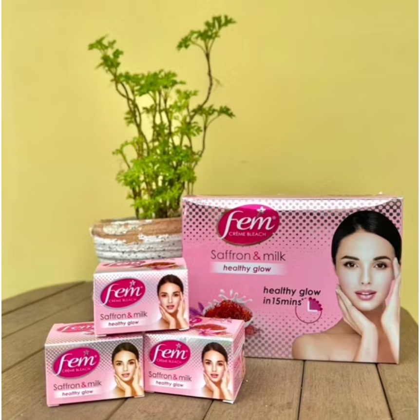 ขนาดใหญ่ 40g (ซื้อในไลฟ์ 34 บาท) Fem ครีมย้อมคิ้ว สีคิ้ว ย้อมหนวด Fairness Naturals Saffron Skin Bleach อ่อนโยน