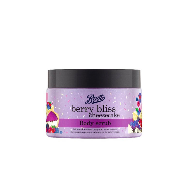 Boots Berry Bliss Cheesecake Body Scrub 300Ml Flavour Collection บู๊ทส์ เบอร์รี่ บลิส ชีสเค้ก บอดี้ สครับ 300มล.