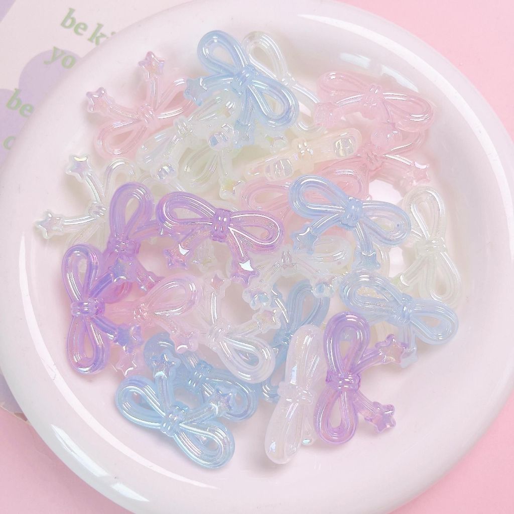 โบว์ หางดาว สีใส สีนม พาสเทล ขนาด 20x34mm อุปกรณ์งานฝีมือ งานร้อยกำไล สร้อย พวงกุญแจ ของตกต่างๆ DIY ราคา ถูกที่สุด ดีลบีเคเค แกลเลอรีภาพที่ 3