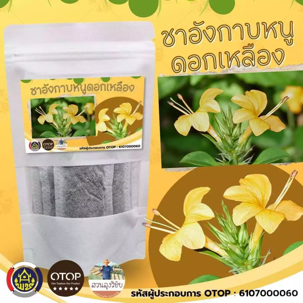 ชาอังกาบหนู ดอกเหลือง เกรดพรีเมี่ยม สินค้าดี OTOP ขนาด 12 ซองชา