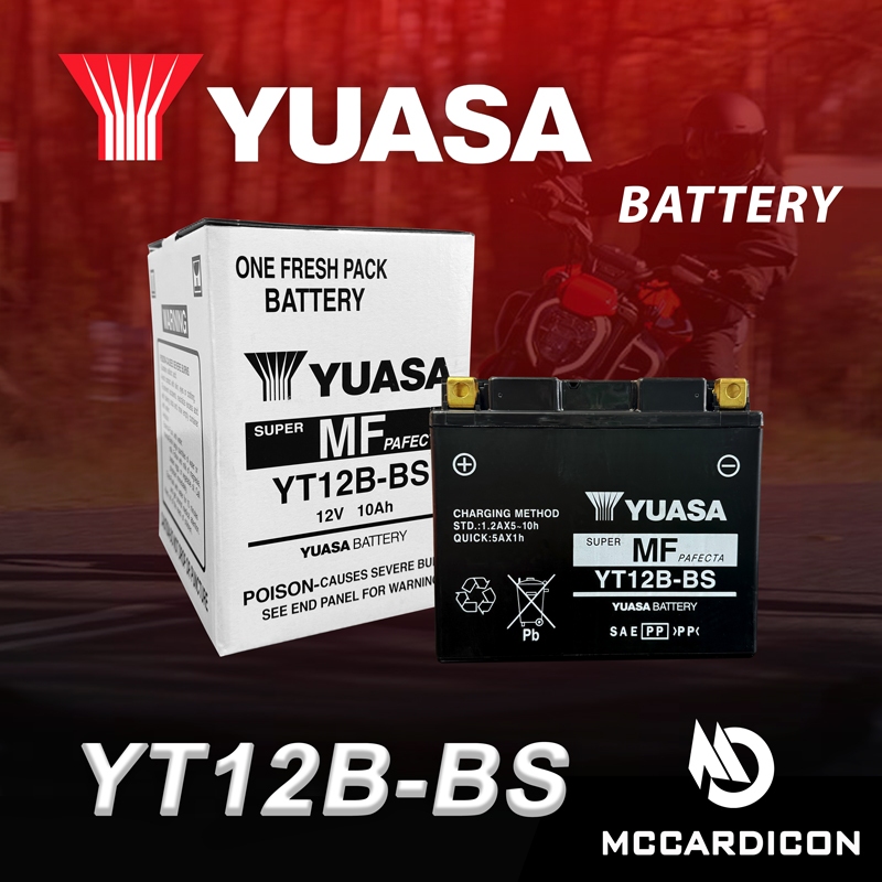 แบตเตอรี่แห้งแยกกรด ยัวซ่า (Yuasa) YT12B-BS สำหรับ Ducati Scrambler, Monster, Hypermotard, Diavel