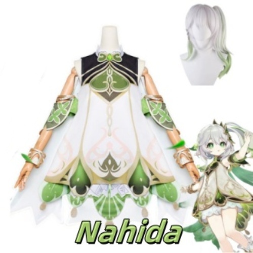Nahida คอสเพลย์เครื่องแต่งกายเต็มรูปแบบวิกผม Nahida Anime Con เครื่องแต่งกาย