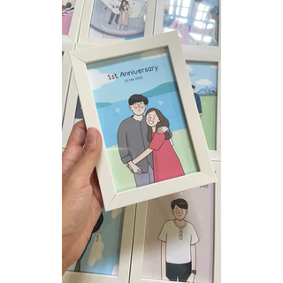 กรอบรูปพร้อมวาดรูป รูปวาดมินิมอล ของขวัญ กรอบขนาด4x6 นิ้ว