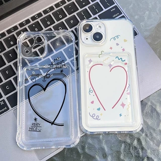 ซองใส่บัตรรูปถ่ายแบบใสสำหรับ เคส For iPhone 11 13 16 17 15 14 12 Pro Max XR 7 8 Plus XS Max เคสไอโฟน 11 คสซิลิโคนแบบใส