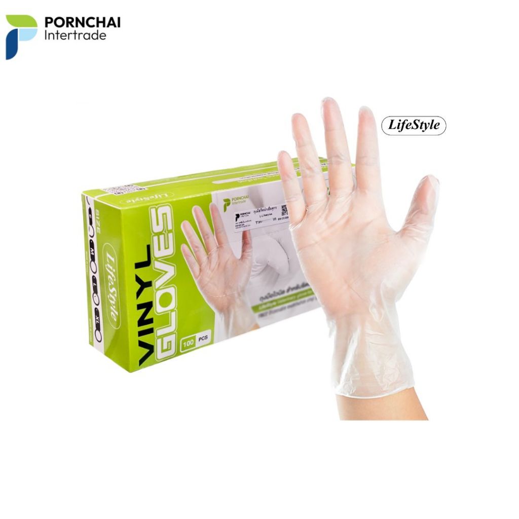 Vinly Gloves LifeStyle ถุงมือไวนิล ไลฟ์สไตล์ สำหรับรีดน้ำเชื้อสุกร ผิวสัมผัสเรียบนอก เรียบใน (100 ชิ้น/กล่อง)