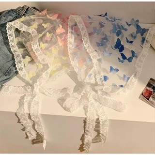 ที่คาดผม แบบผ้าสามเหลี่ยมประดับผีเสื้อน่ารัก