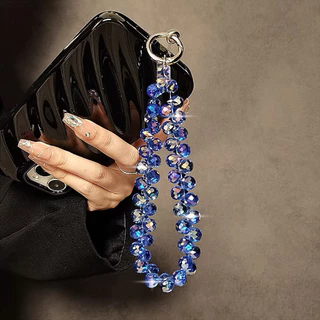 【คริสตัลนำ้เงิน】เคสโทรศัพท์ที่สวยงาม โซ่พวกกุญแจ โซ่ลูกปัดขนาดเล็ก สีสันสดใส