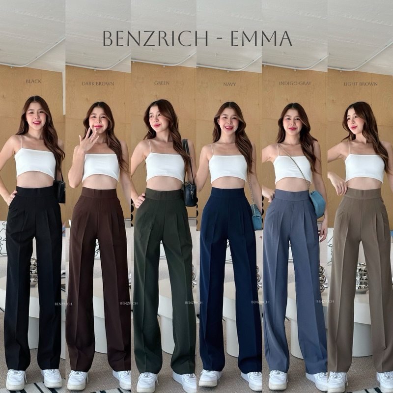 Emma ขากระบอกซิปหลัง กางเกงแฟชั่นกางเกงทำงาน