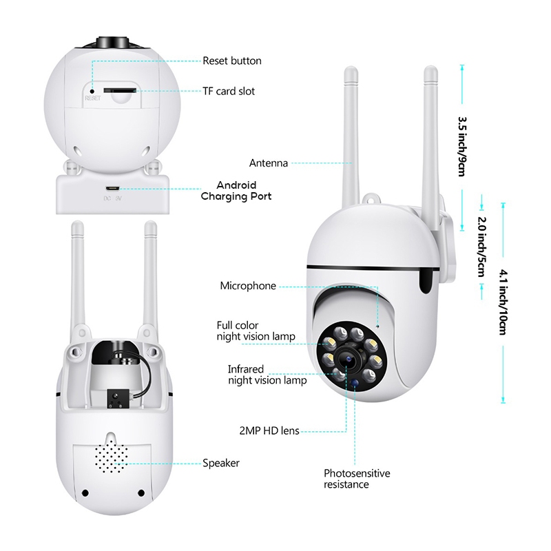 V380 Y33 กล้อง PTZ กลางแจ้งการติดตามตรวจจับร่างกายมนุษย์ HD ไนท์วิชั่น กล้องไร้สายกันน้ำกันฝนกันลม กล้องวงจรปิด
