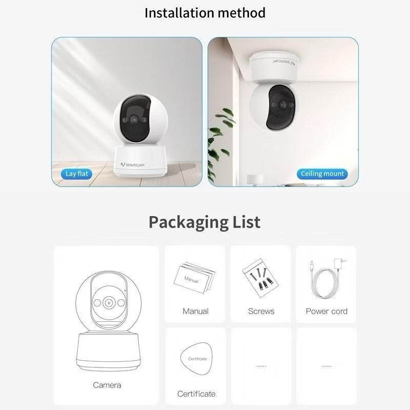 Vstarcam C994 ใหม่ล่าสุด (รองรับ WiFi 5G) กล้องวงจรปิดไร้สาย Indoor ความละเอียด 2MP มีระบบ AI+