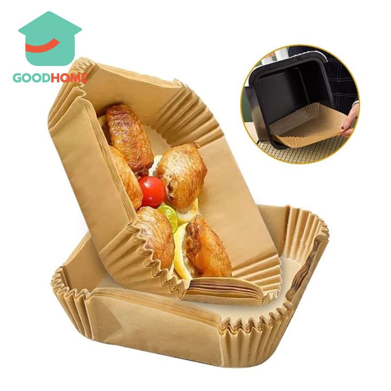 GOODHOME กระดาษรองหม้อทอดไร้น้ำมัน food grade แผ่นรองหม้อทอด 50/100 ชิ้น/แพ็ค