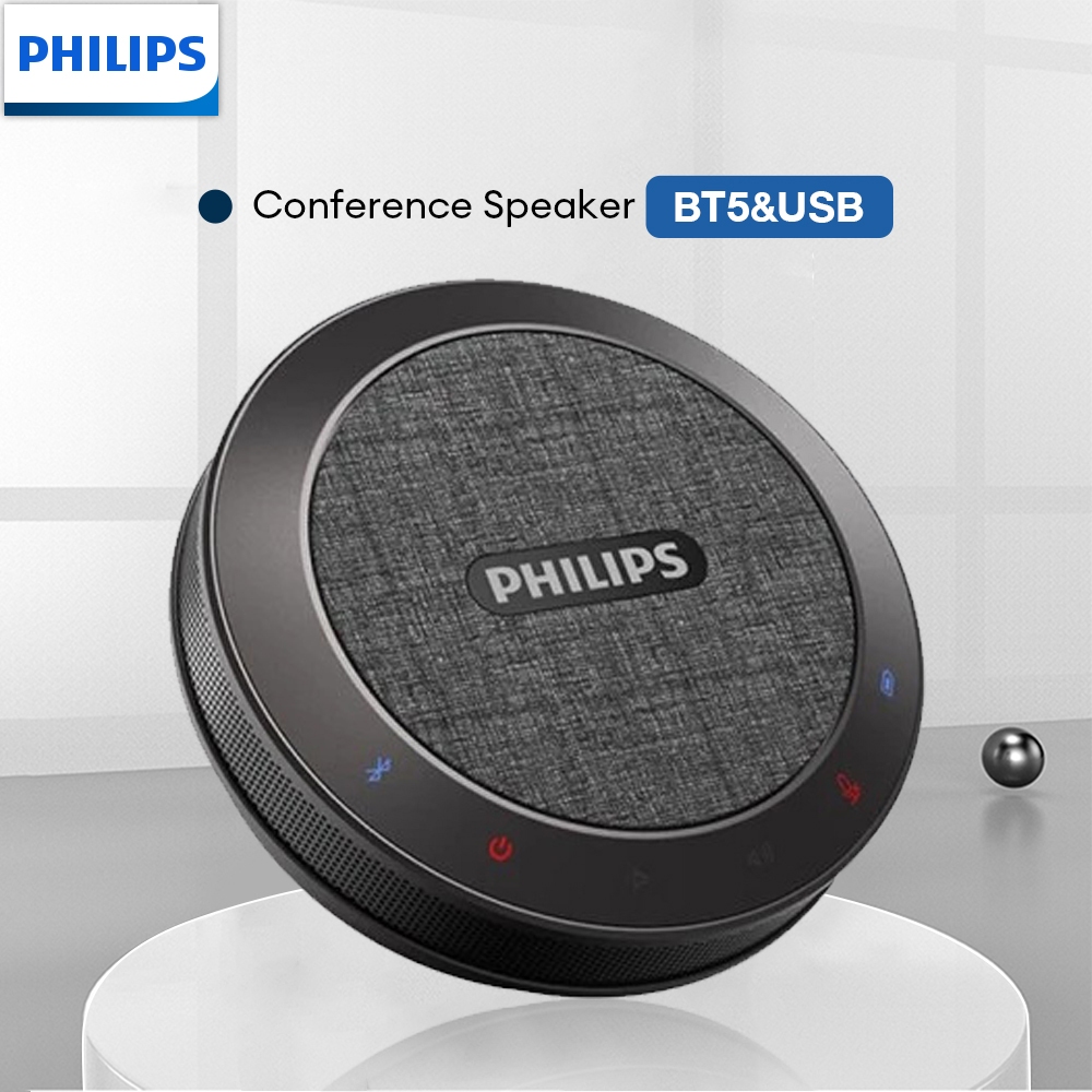 Philips ลำโพงประชุมพร้อมไมค์ Bluetooth Conference Microphone 360º Voice Pickup 4 Mic USB/BT5.0 Bluetooth Speaker 2 in 1