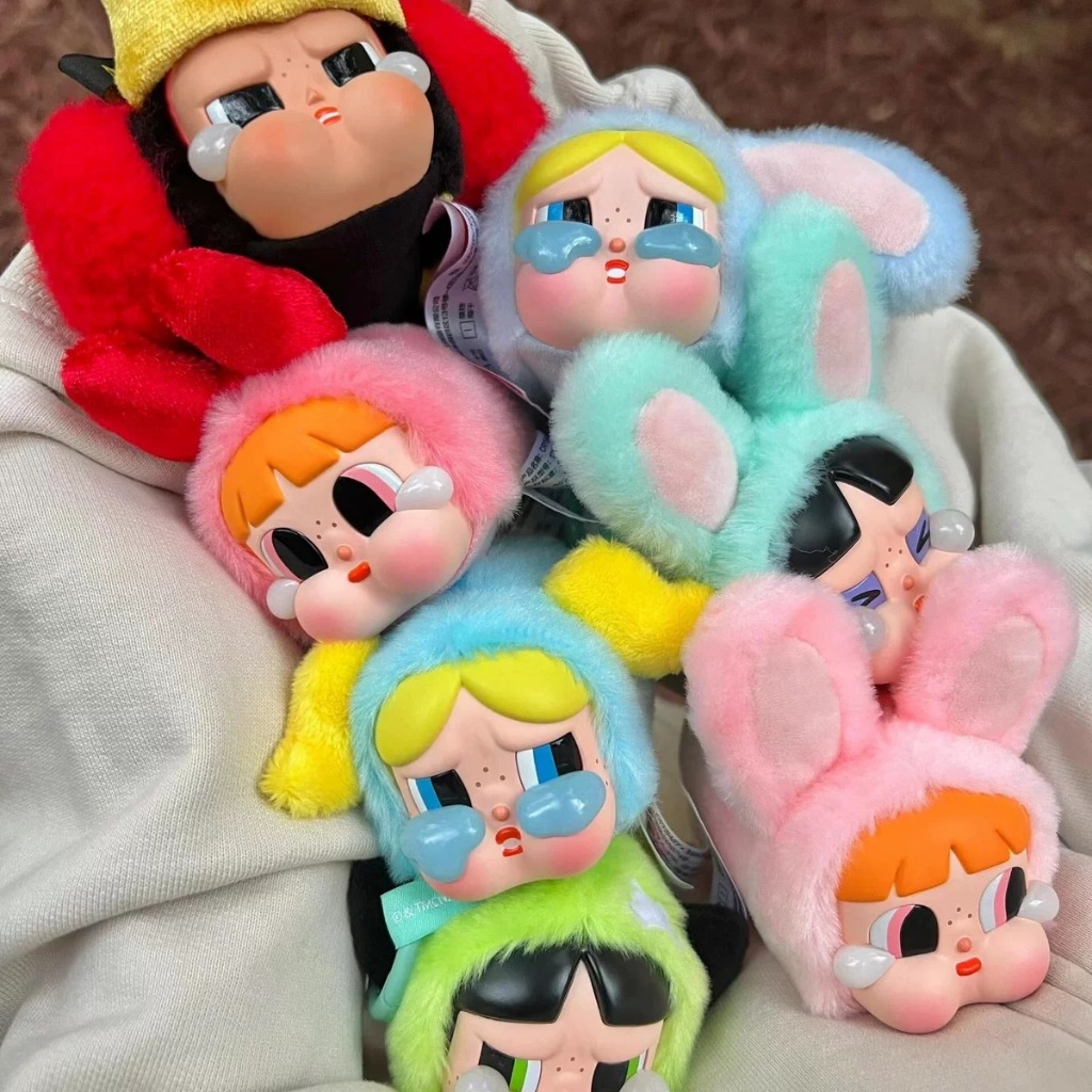 Popmart ของแท้ Crybaby X THE POWERPUFF GIRLS Series จี้ตุ๊กตาไวนิล รูปใบหน้า Vinyl Face Plush Doll