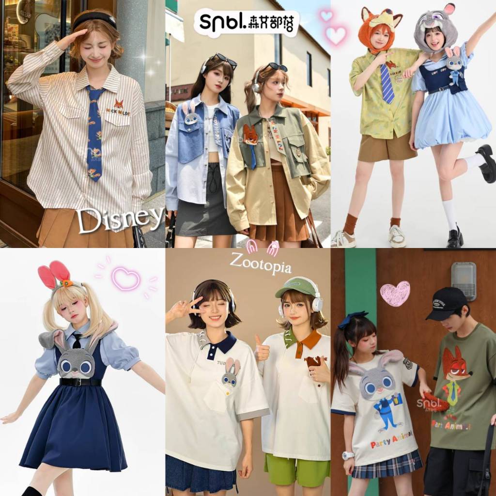 [พร้อมส่ง]Snbl x Disney ชุดฤดูร้อน เสื้อโปโลเนคไท Nick ชุดกระโปรงเดรส Judy Zootopia จูดี้นิค ดิสนีย์