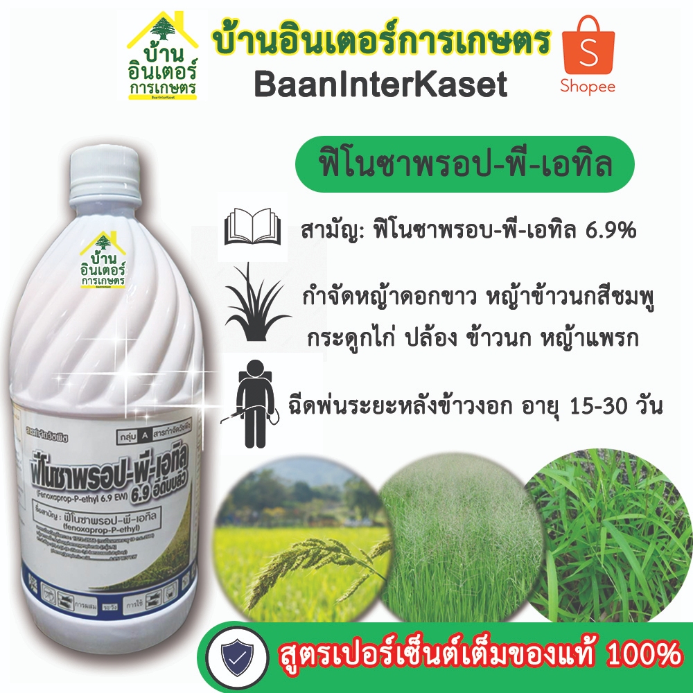 ฟิโนซาพรอบ-พี-เอทิล กำจัดหญ้าใบแคบ เนื้อครีมสีชมพู ขนาด 1 ลิตร กำจัดหญ้าดอกขาว ข้าวนก กระดูกไก่ ปล้องหิน แพรกน้ำ หางหมา