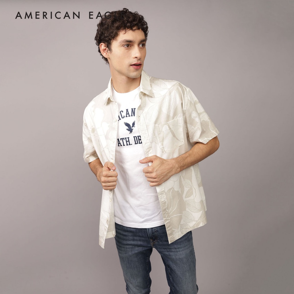 American Eagle Floral Button-Up Poolside Shirt เสื้อเชิ้ต ผู้ชาย (NMSH 015-2534-207)